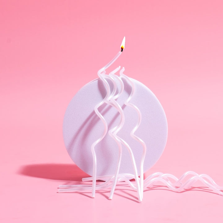 Swirly Cake Candles - White