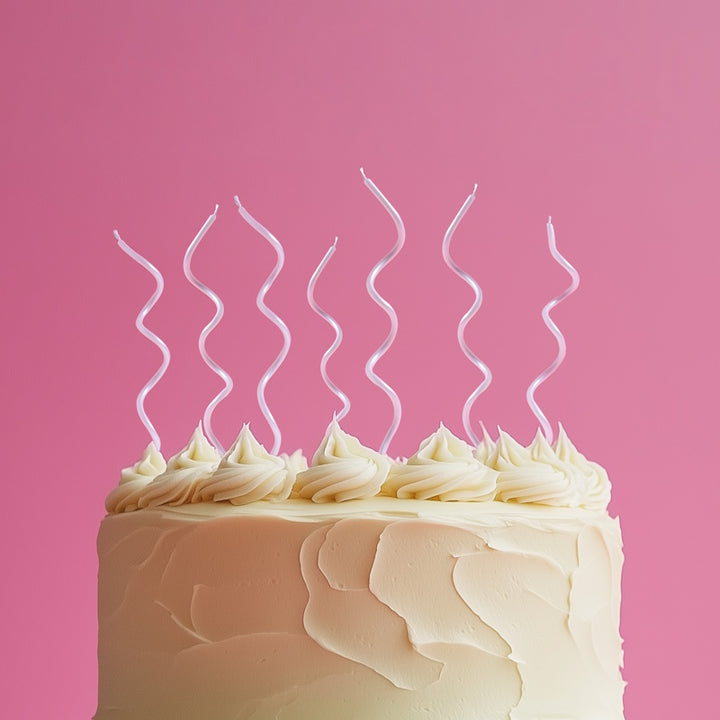 Swirly Cake Candles - White