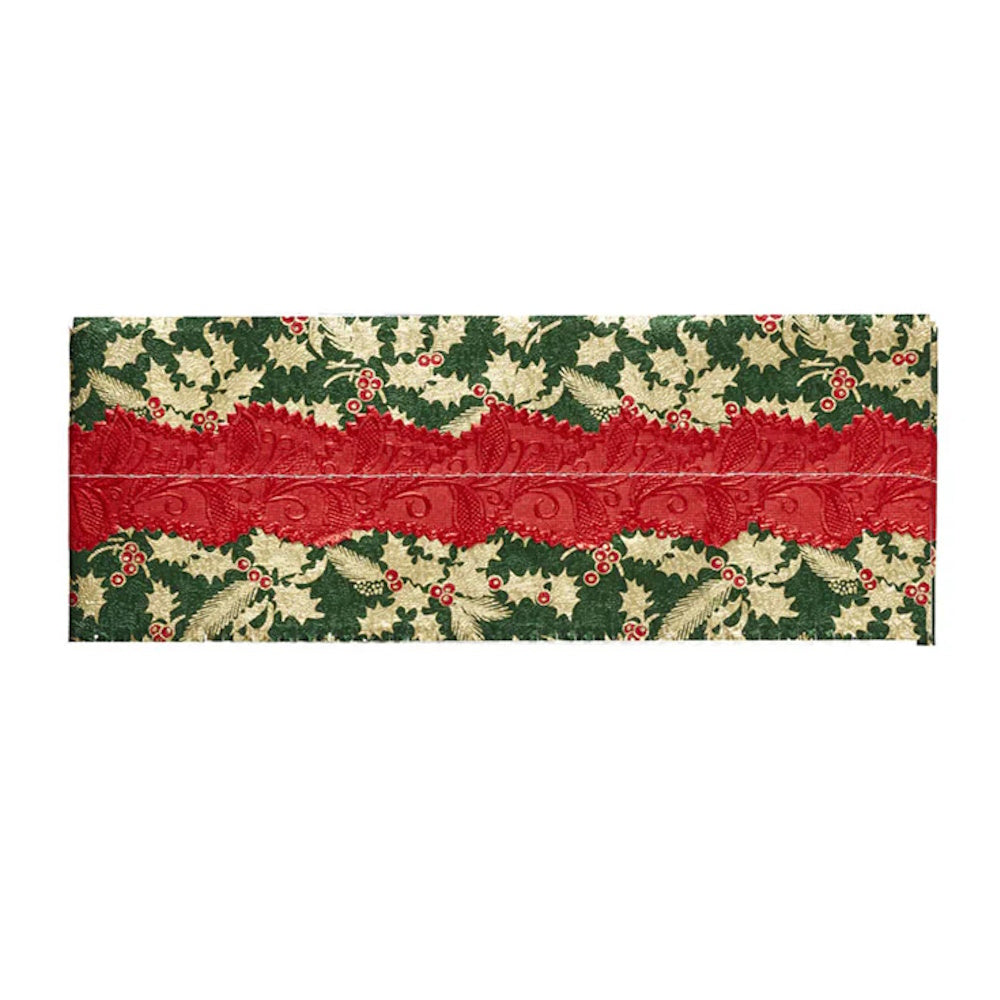 Christmas Cake Frill - Holly Print Green with Red Centre