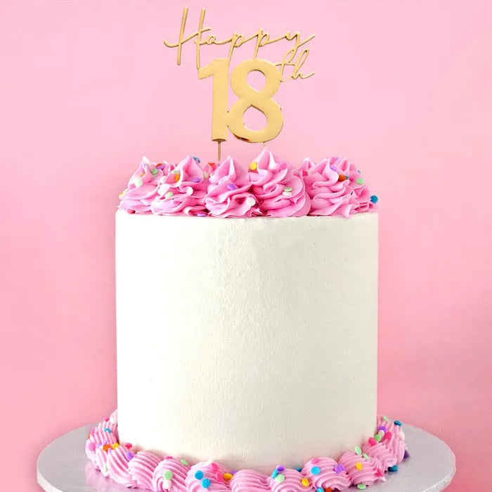 Gold Metal Cake Topper - Happy 18th