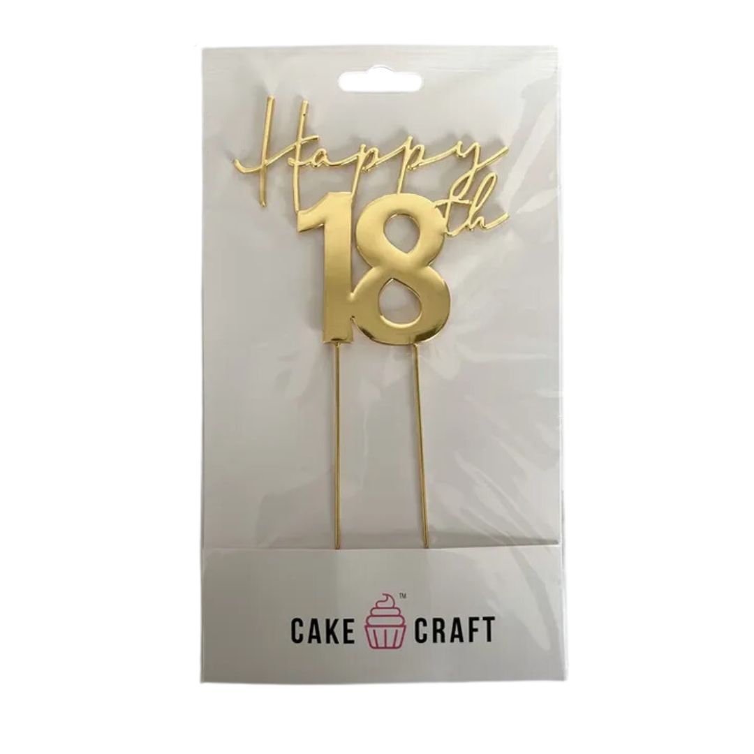 Gold Metal Cake Topper - Happy 18th