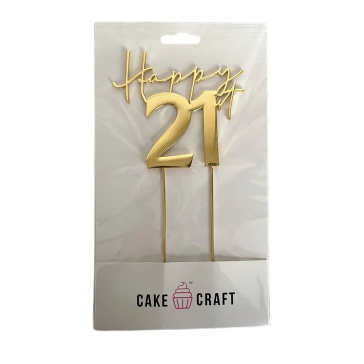 Gold Metal Cake Topper - Happy 21st