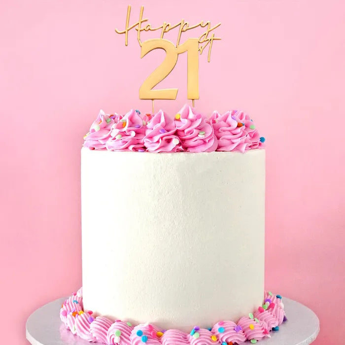 Gold Metal Cake Topper - Happy 21st