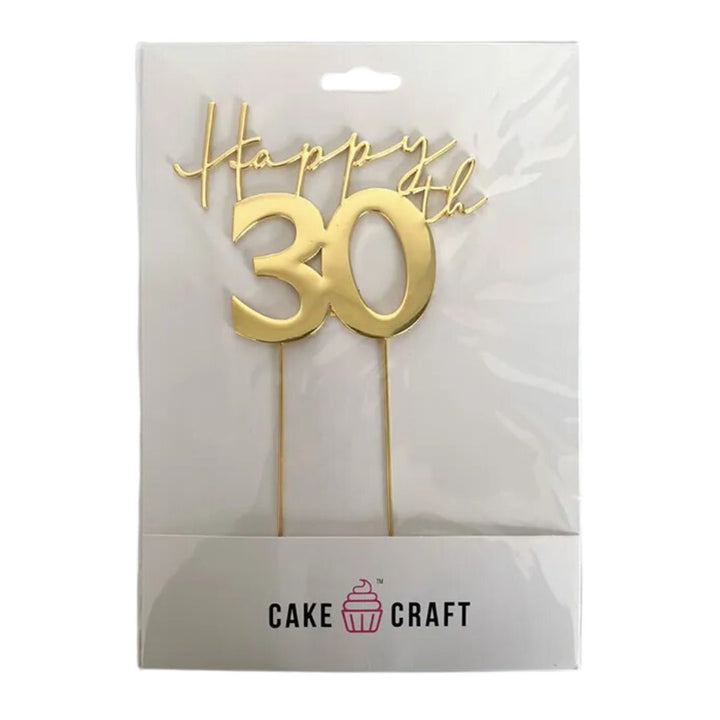 Gold Metal Cake Topper - Happy 30th