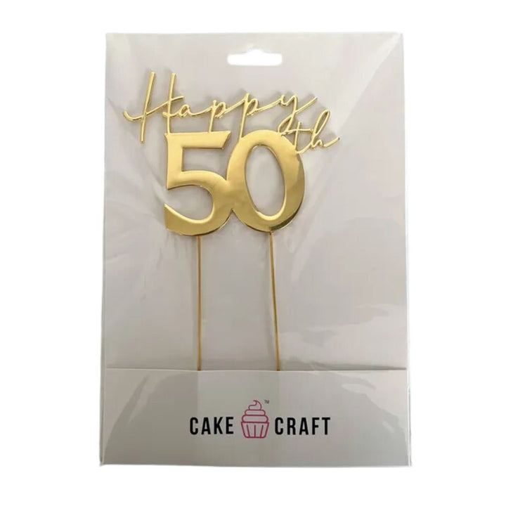 Gold Metal Cake Topper - Happy 50th