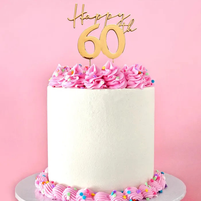 Gold Metal Cake Topper - Happy 60th