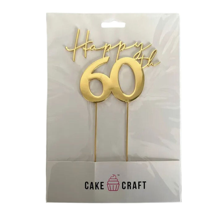 Gold Metal Cake Topper - Happy 60th