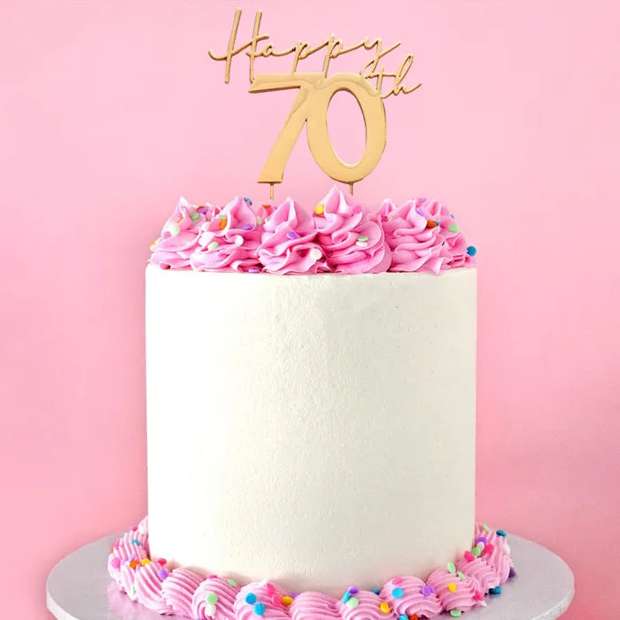 Gold Metal Cake Topper - Happy 70th