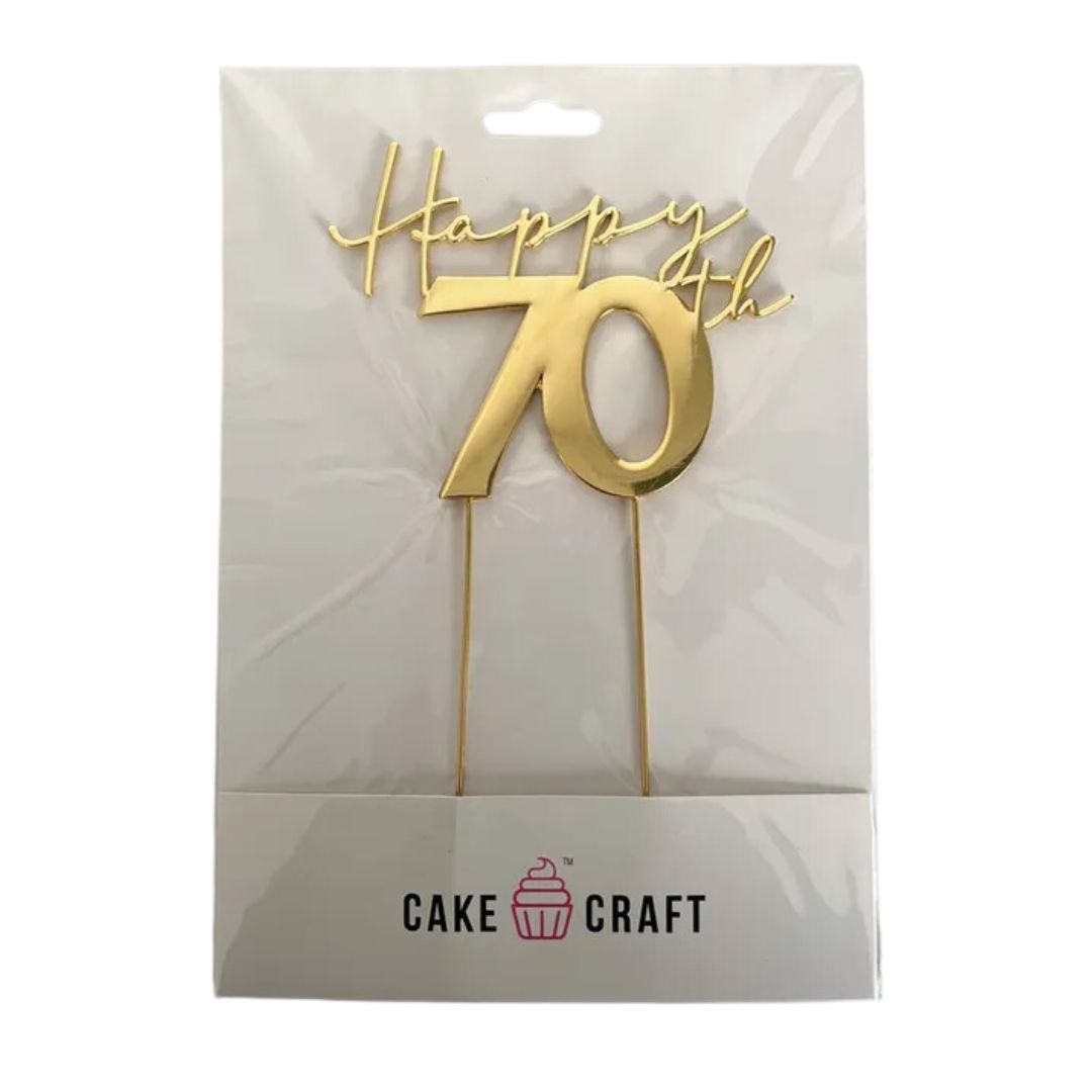 Gold Metal Cake Topper - Happy 70th