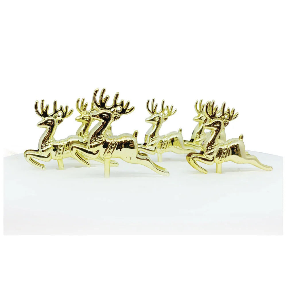 Gold Reindeer Cake Topper Picks 6pk