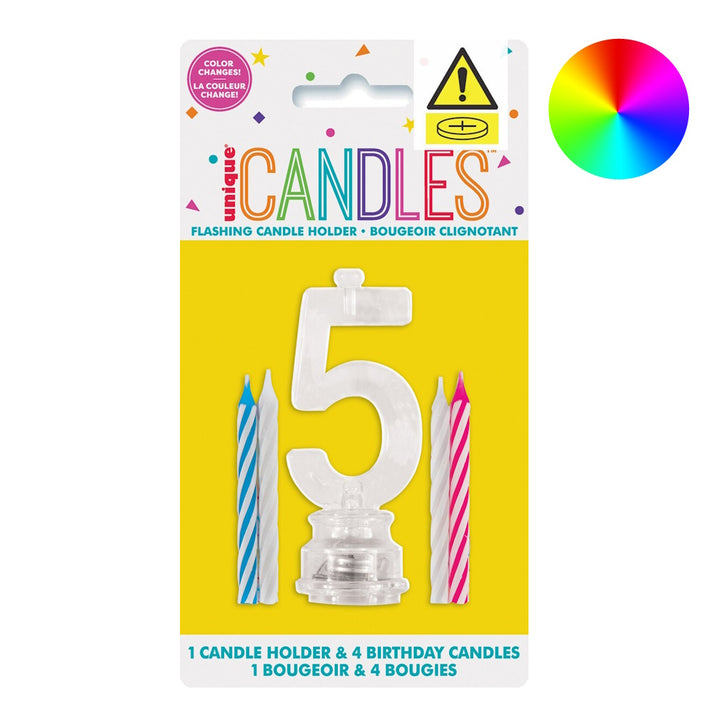 LED Flashing Number Candle - 5