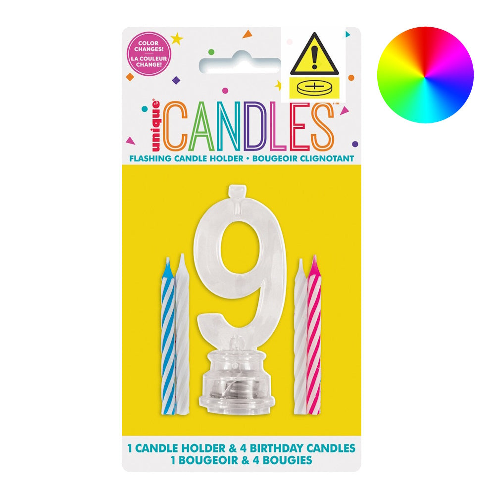 LED Flashing Number Candle - 9