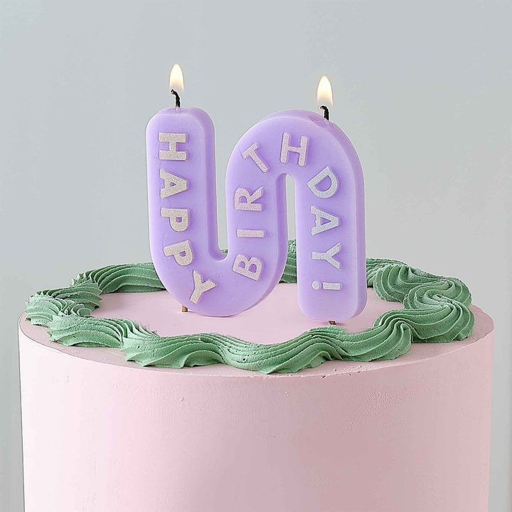 Wavy Pastel Happy Birthday Candle