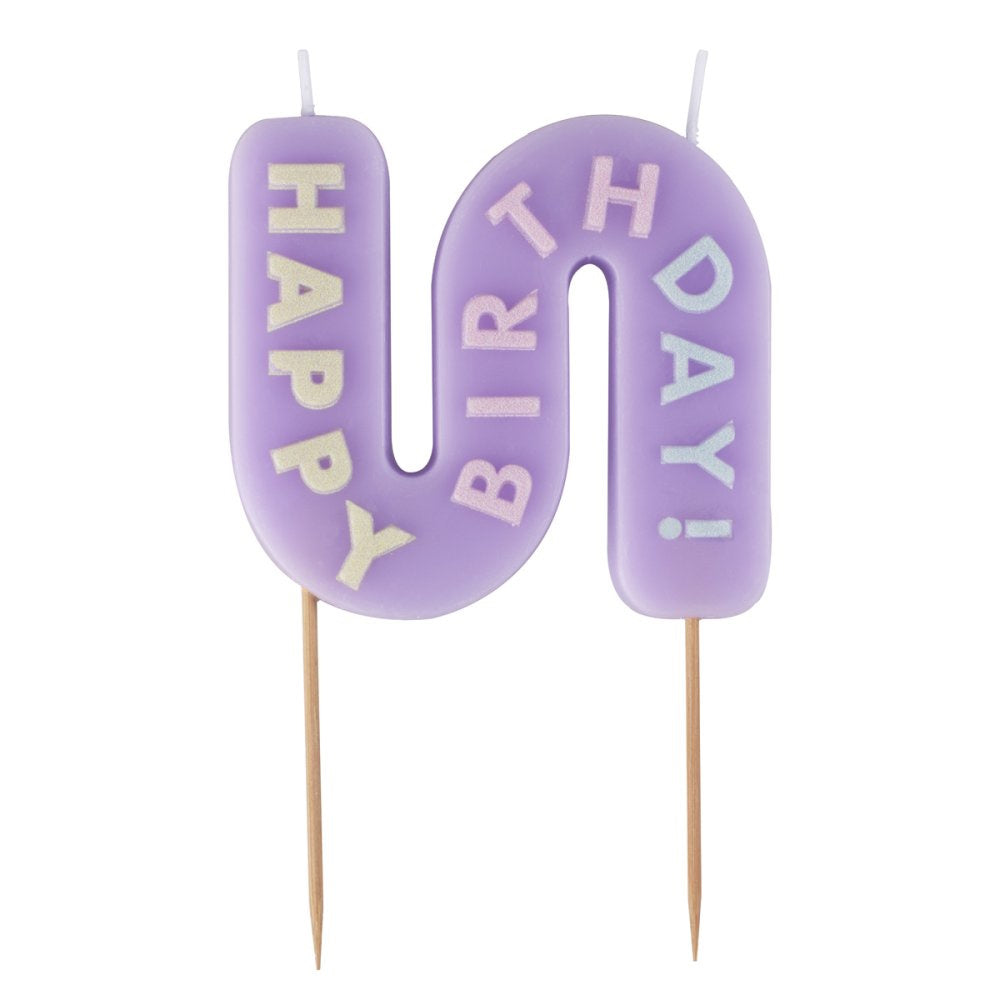 Wavy Pastel Happy Birthday Candle