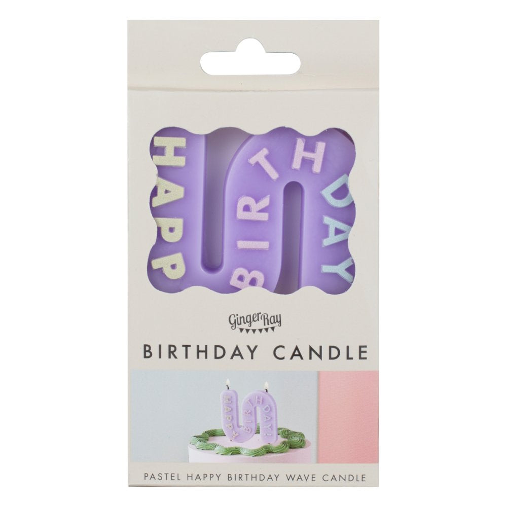 Wavy Pastel Happy Birthday Candle