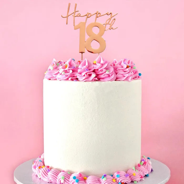 Rose Gold Metal Cake Topper - Happy 18th