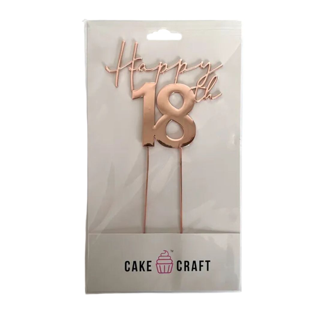 Rose Gold Metal Cake Topper - Happy 18th