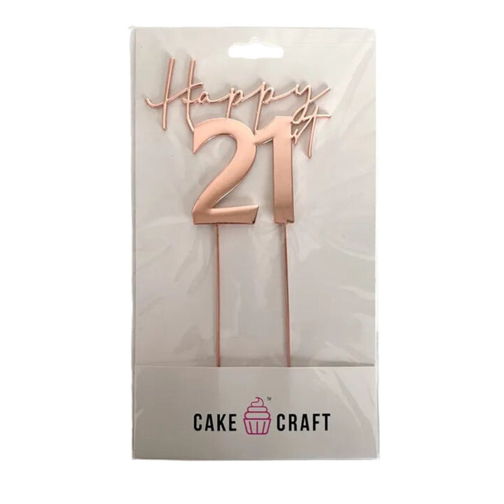 Rose Gold Metal Cake Topper - Happy 21st