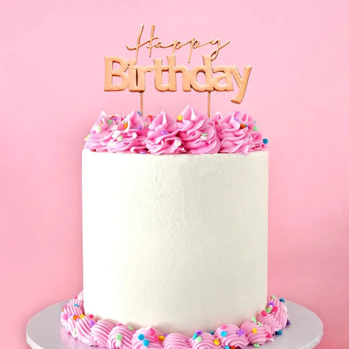 Rose Gold Metal Topper - Happy Birthday