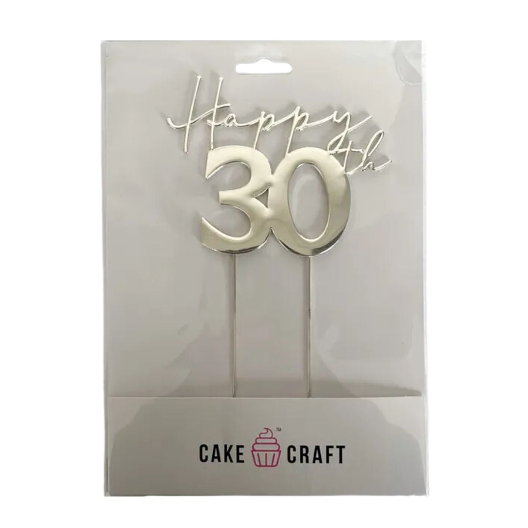 Silver Metal Cake Topper - Happy 30th