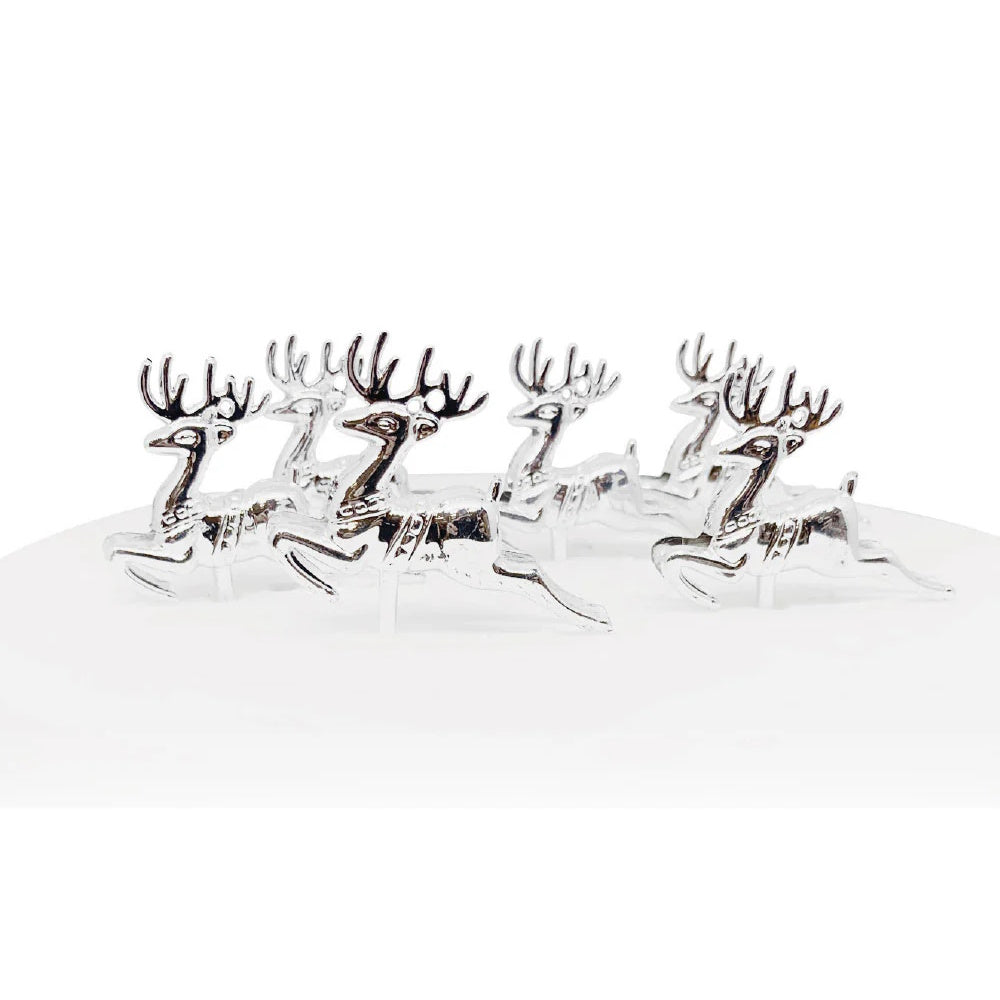 Silver Reindeer Cake Topper Picks 6pk