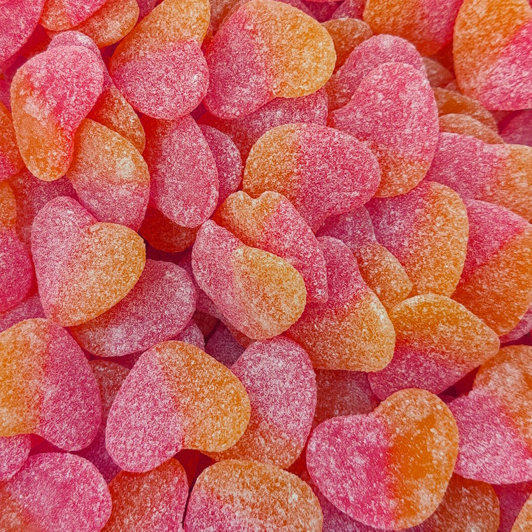 Sour Peach Hearts Lollies