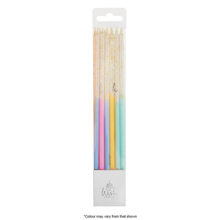 Tall Pastel Glitter Candles 12pk