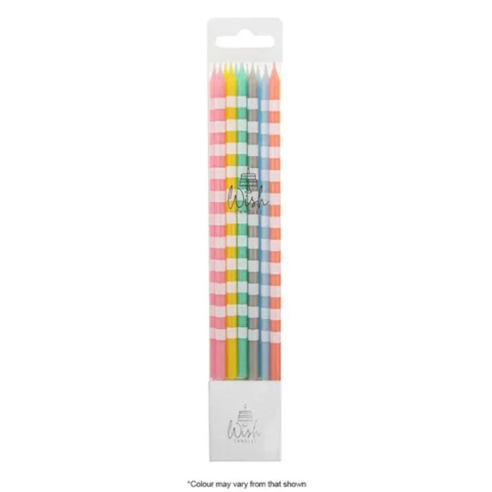 Tall Pastel Candles with Stripes 12pk