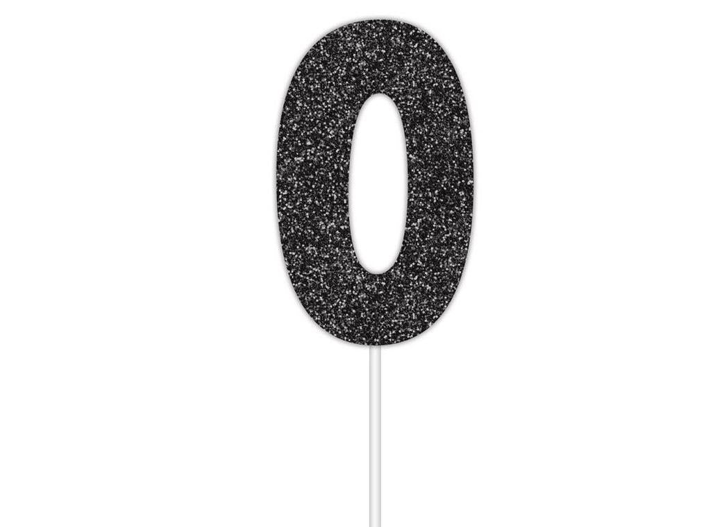 Black Glitter Cake Topper - No 0