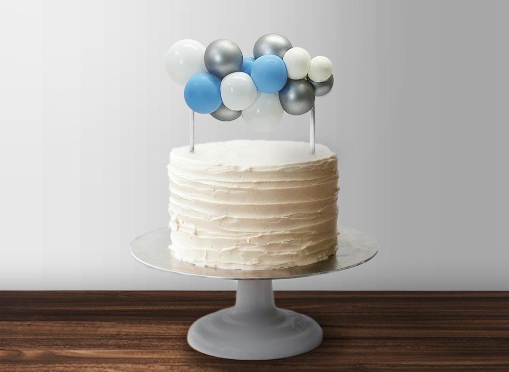 Balloon Garland Cake Topper - Blue & Silver