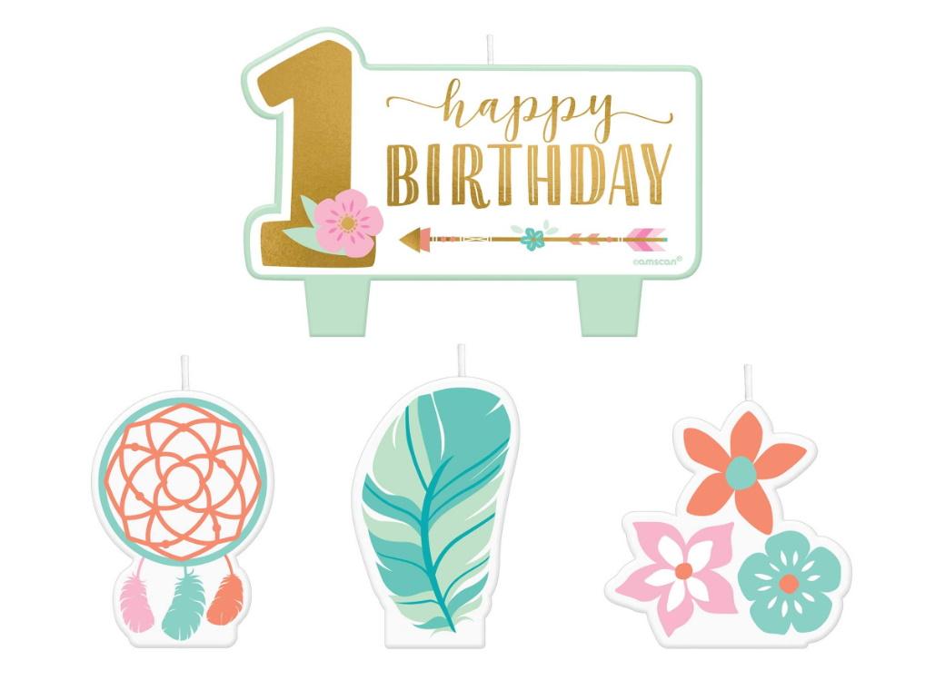 Boho Girl 1st Birthday Candle Set