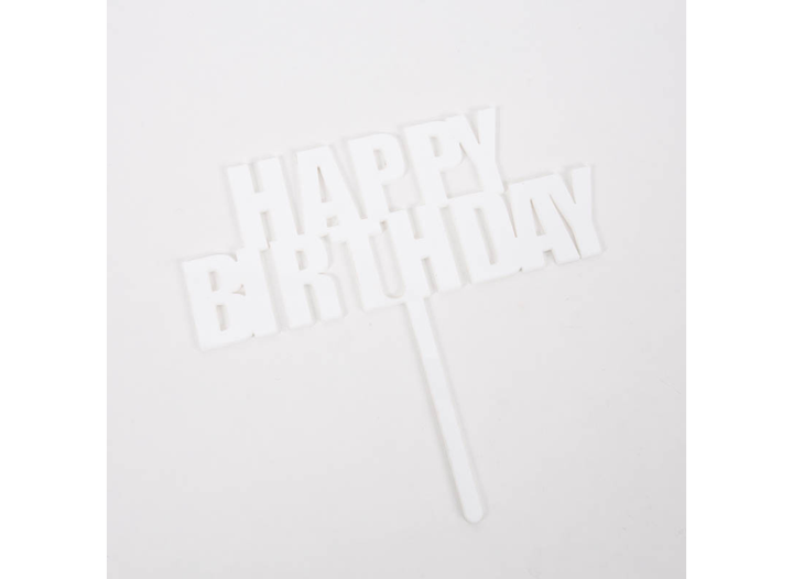 Bold Happy Birthday Topper - White