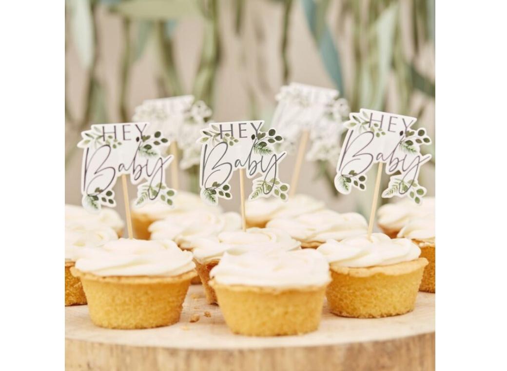 Botanical Baby Cupcake Toppers 12pk