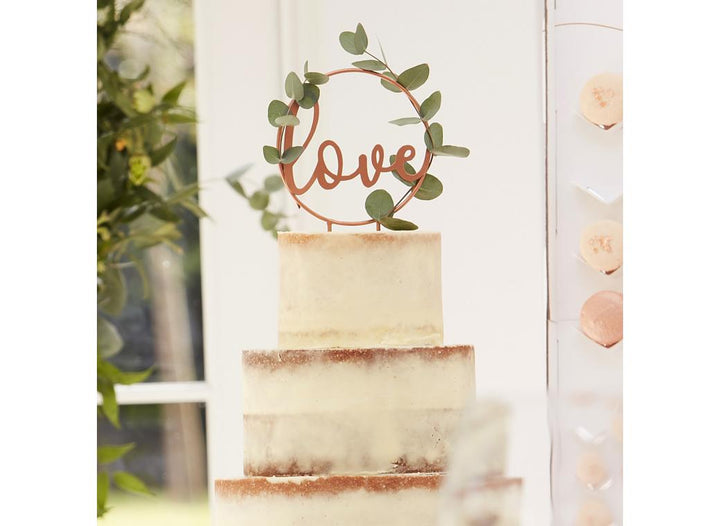 Botanical Wedding Love Cake Topper