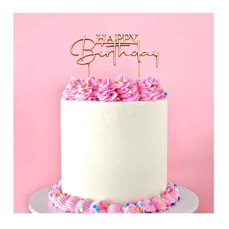 Rose Gold Metal Topper - Happy Birthday Style #2