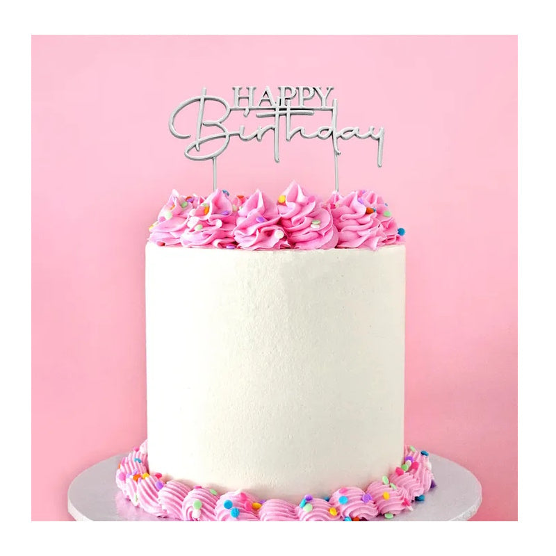 Silver Metal Topper - Happy Birthday Style #2