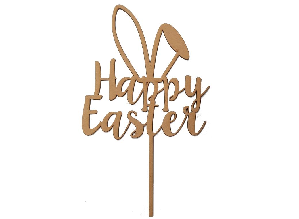 Happy Easter Cake Topper - Wooden