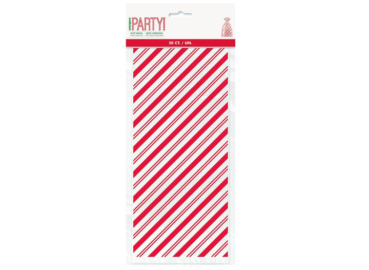 Candy Cane Striped Large Cello Bags 20pk