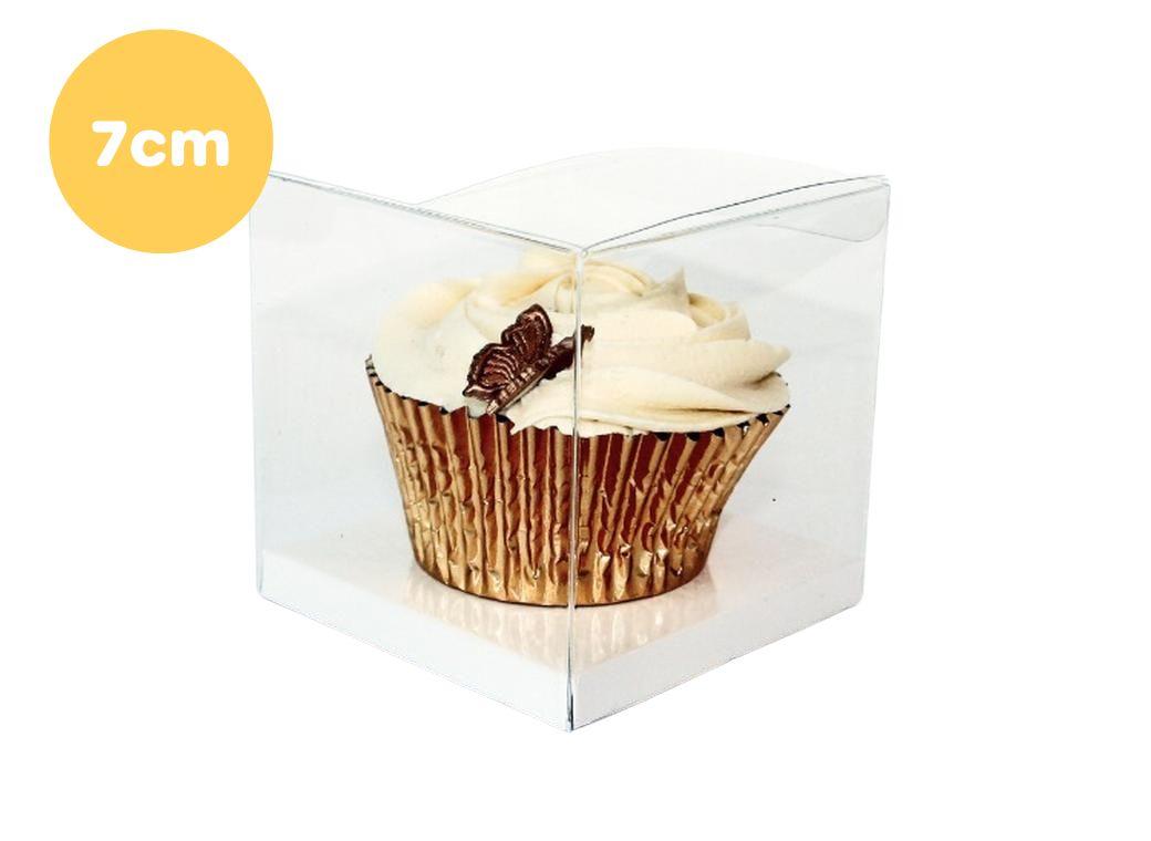 Clear 7cm Cupcake Boxes - White 10pk