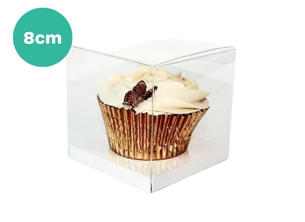 Clear 8cm Cupcake Boxes - White 10pk