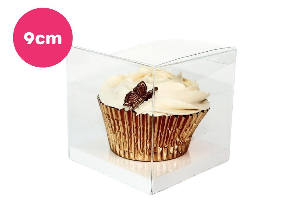 Clear 9cm Cupcake Boxes - White 10pk