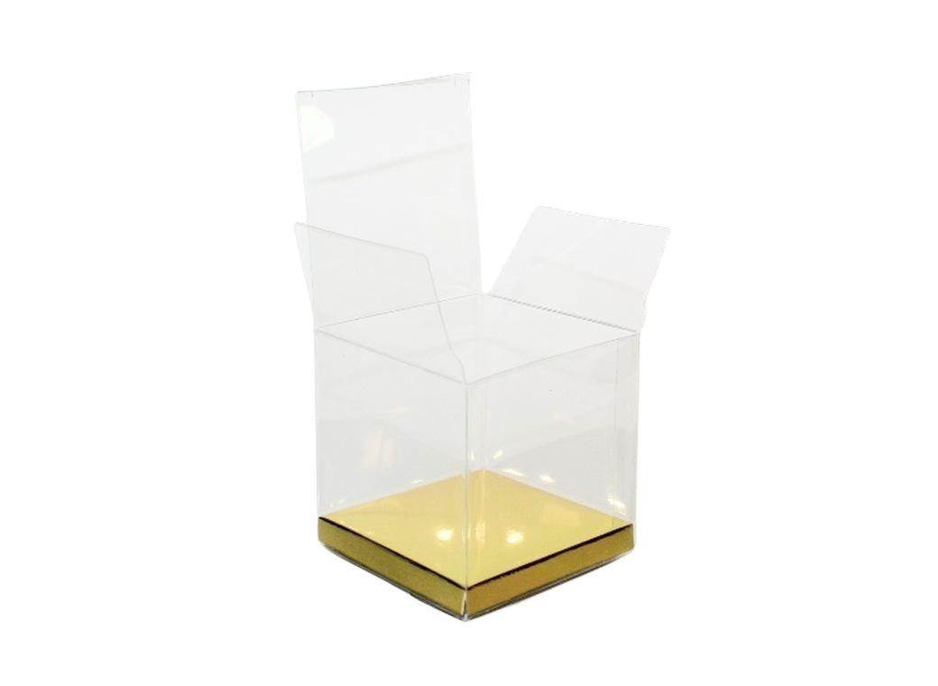 Clear 9cm Cupcake Boxes - Gold 10pk