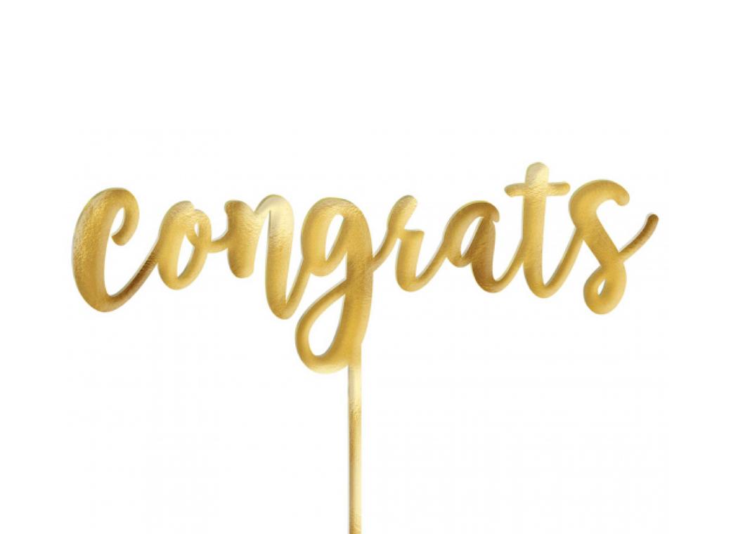 Congrats Cake Topper - Gold Mirror