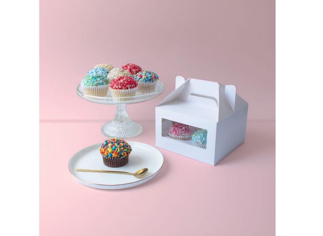 Cupcake Box with Carry Handle 4-Hole 2pk