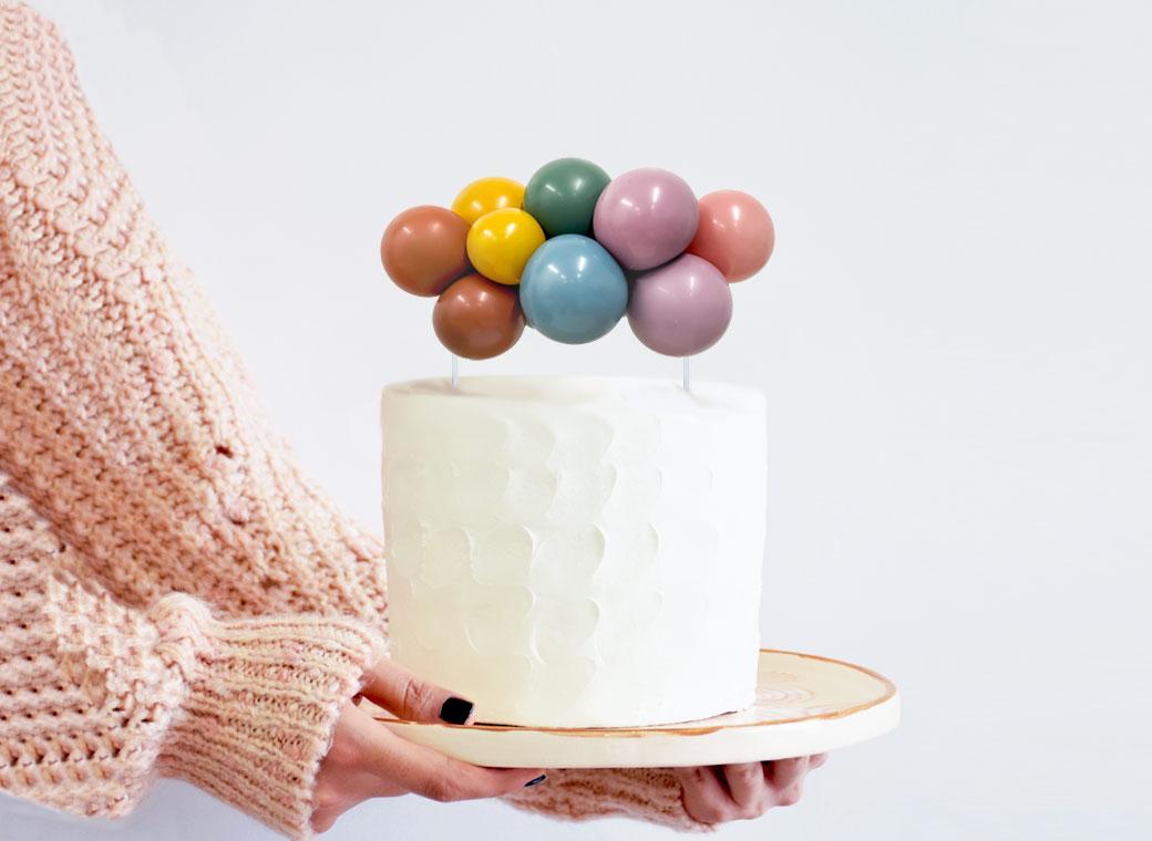 Balloon Garland Cake Topper - Dusky Rainbow