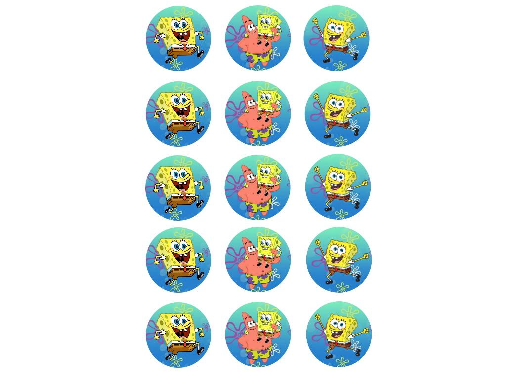 Edible Icing Cupcake Images - SpongeBob