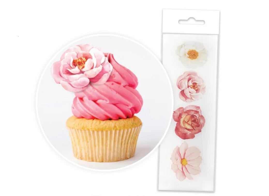 Edible Wafer Cupcake Toppers - Flowers