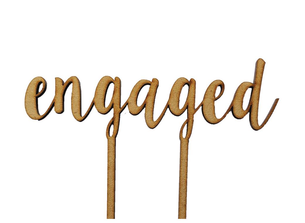 Engaged Cake Topper - Wood