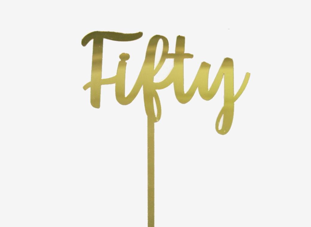 GoBake Fifty Cake Topper - Gold