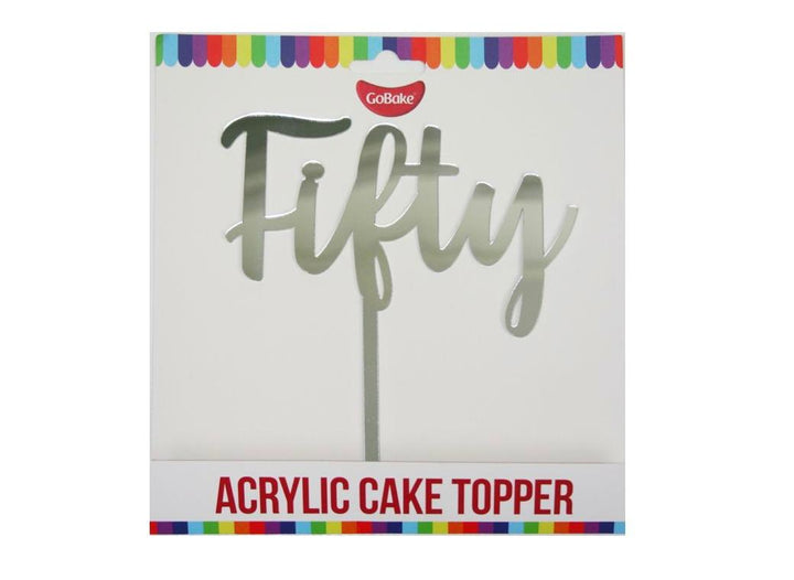 GoBake Fifty Cake Topper - Silver